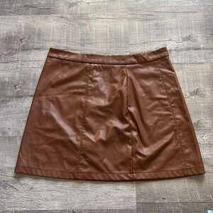 SHEIN Curve Brown Faux Leather Skirt